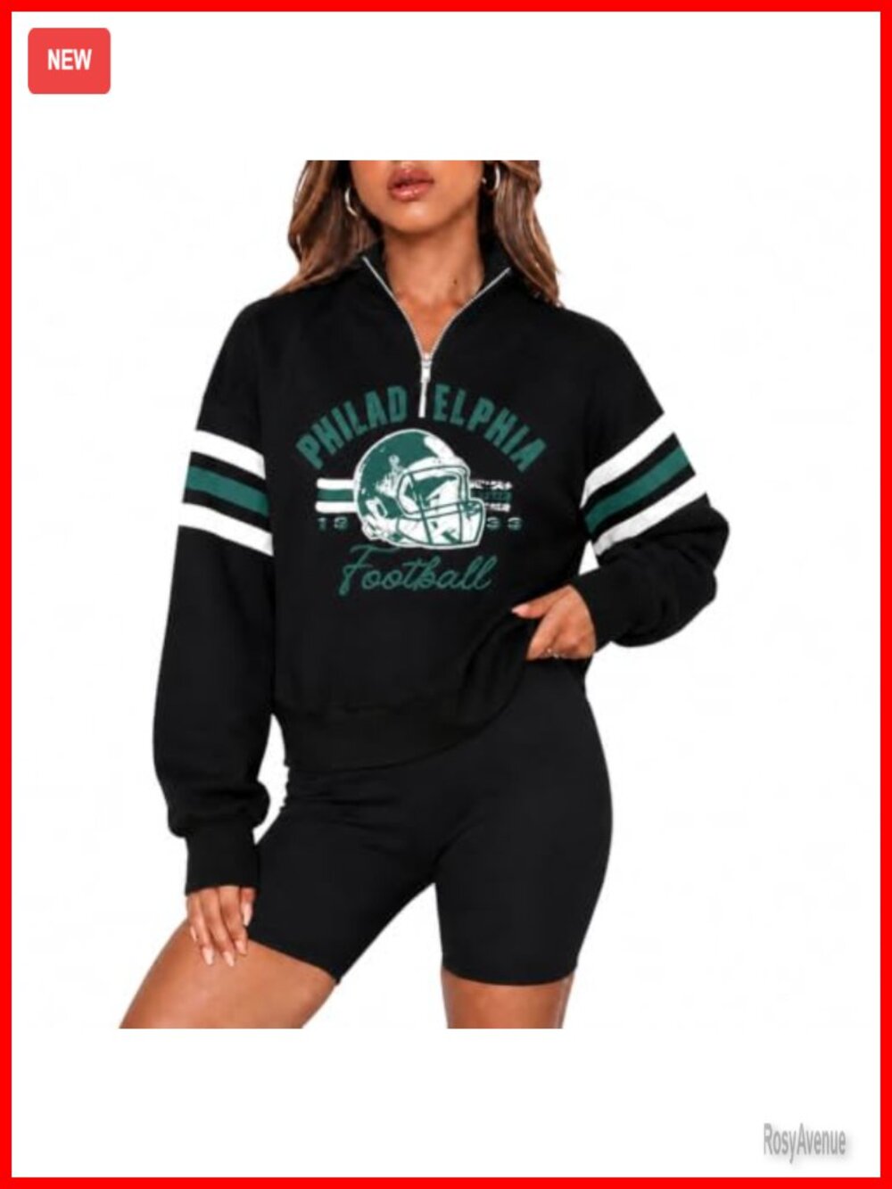 Football Game Day Cropped Quarter Zip Sweatshirt Long Sleeve Pullover